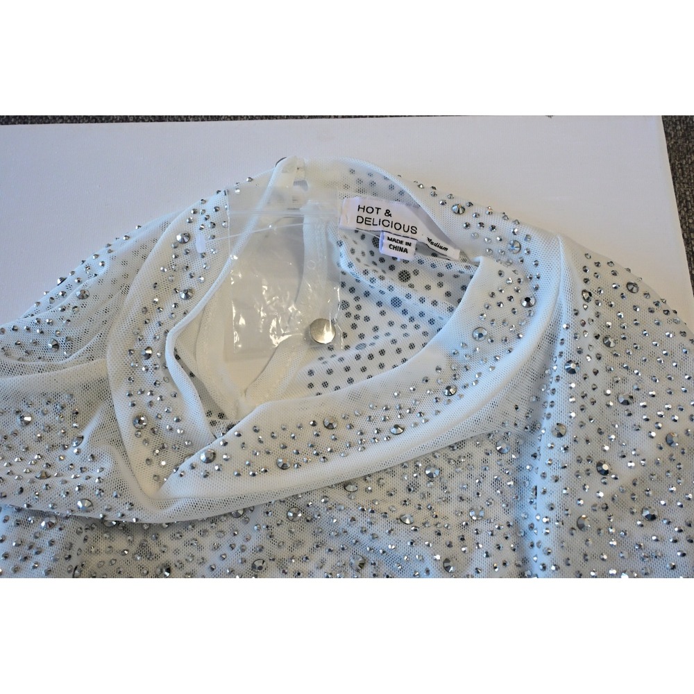 Hot & Delicious Rhinestone Mesh Crop Top - Picture 5 of 8